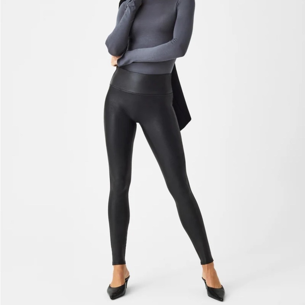 Spanx Black Faux Leather Leggings size S